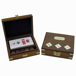 Tarot cards and dice - in wooden box
