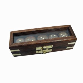 Dice game - in wooden box with glass lid