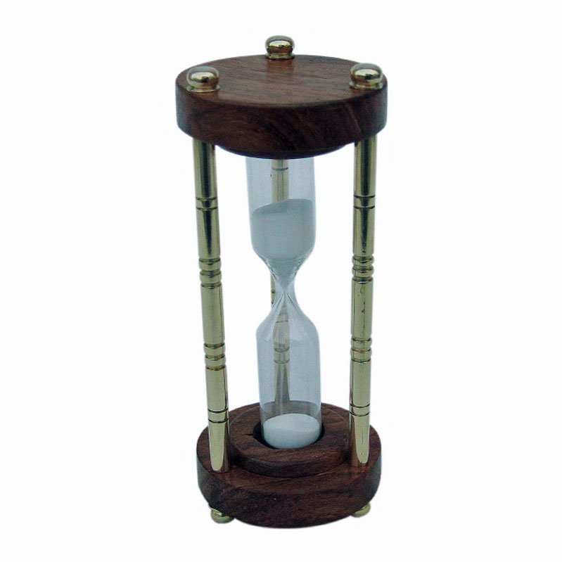 Timglas 3 min - H 10,5 cm - mässing och trä - Dekoration - Nauticumshop.se