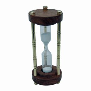 Hourglass 3 min - H 10,5 cm - brass and wood