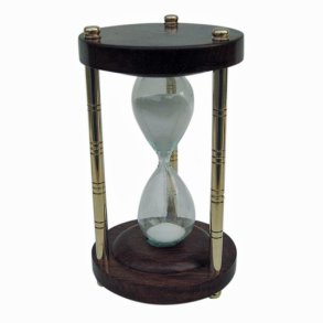 Hourglass 3 min - H 13 cm - brass and wood