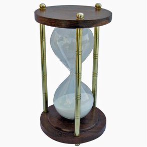 Hourglass 60 min - H 22,5 cm - wood/brass