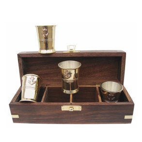 Grog mug - 4 pcs. in wooden box