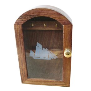 Key cabinet - glass pane Sailing ship - 25x16 cm