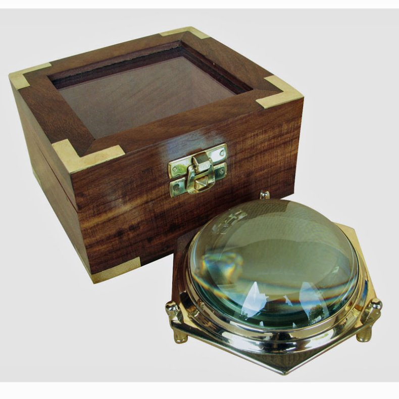 Vergr&ouml;&szlig;erungsglas - Kuppel -  10 cm in Holzkiste