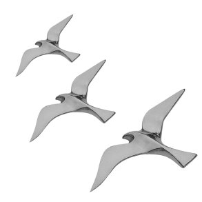 Seagulls - 3 pcs - chrome-plated brass - 15+20+25 cm