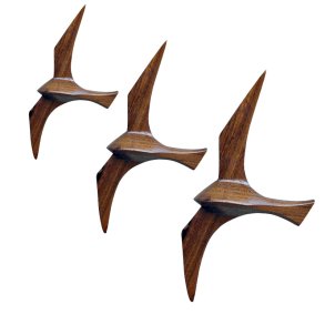 Seagulls - 3 pcs - wood - 17+21+25 cm