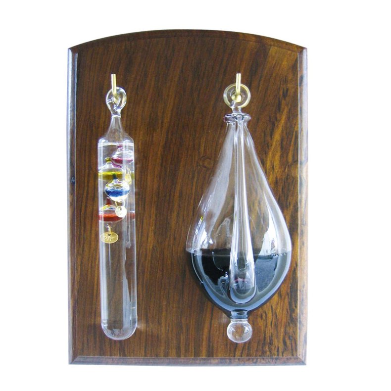 Galilei- und Wetterglas - Glas und Sheeshamholz