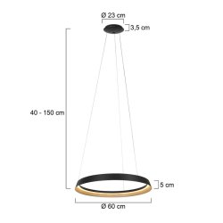 RINGLUX - pendel sort - 60 cm �