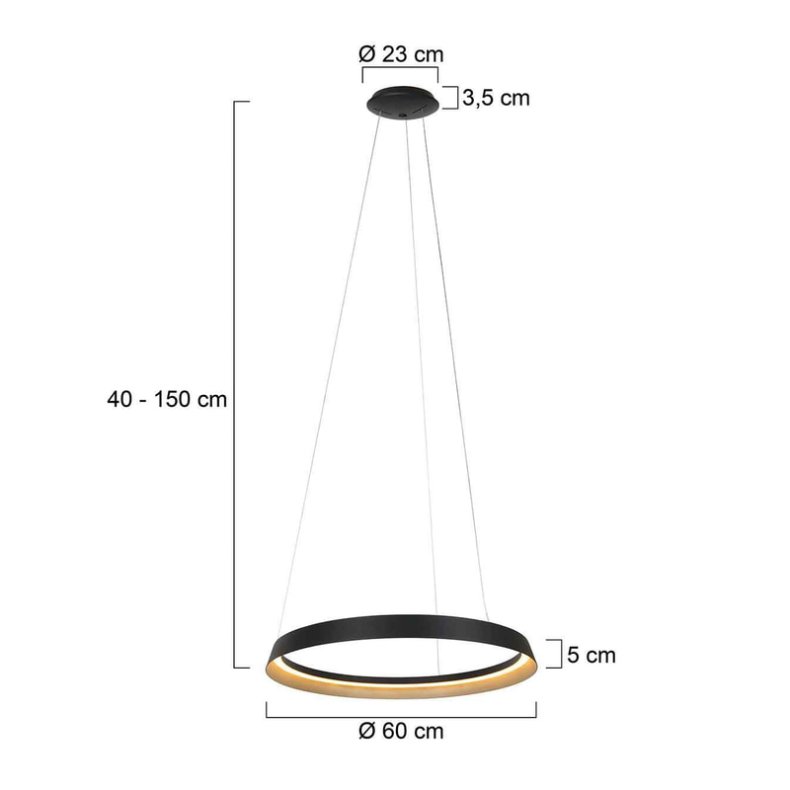 RINGLUX - pendel sort - 60 cm �