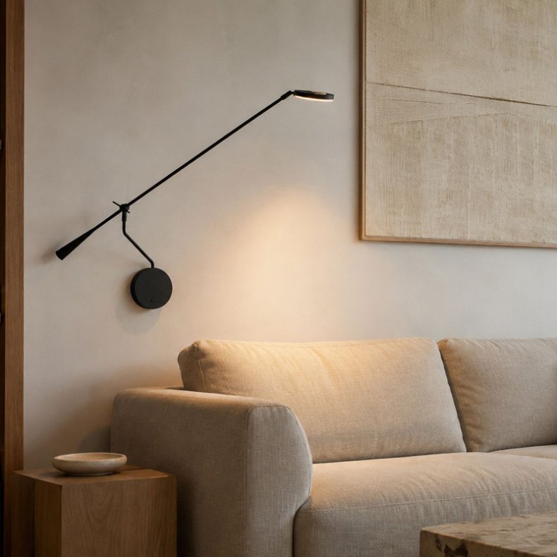 SOLEIL 2 - Sort v�glampe med svingarm og justerbart hoved