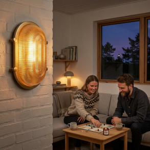 BULKHEAD LAMP oval - 26 cm - IP64 Brass