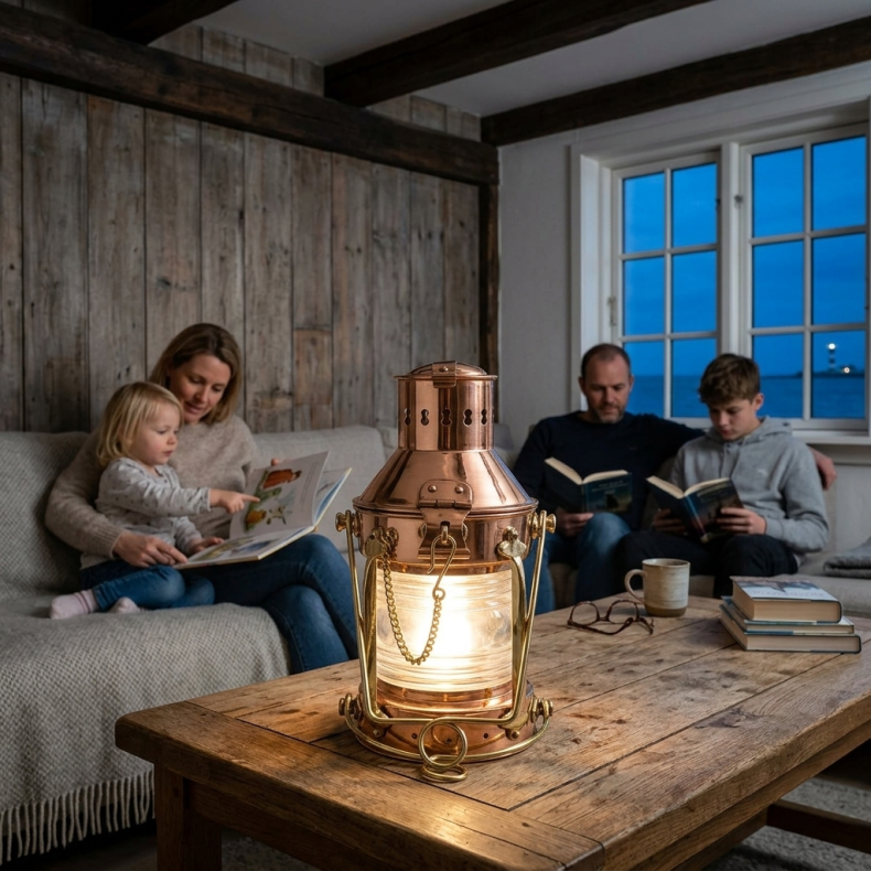 ANKERLAMPE-poleret kobber-24 cm 