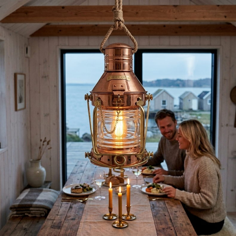 Anchor lamp - polished copper - 32 cm 