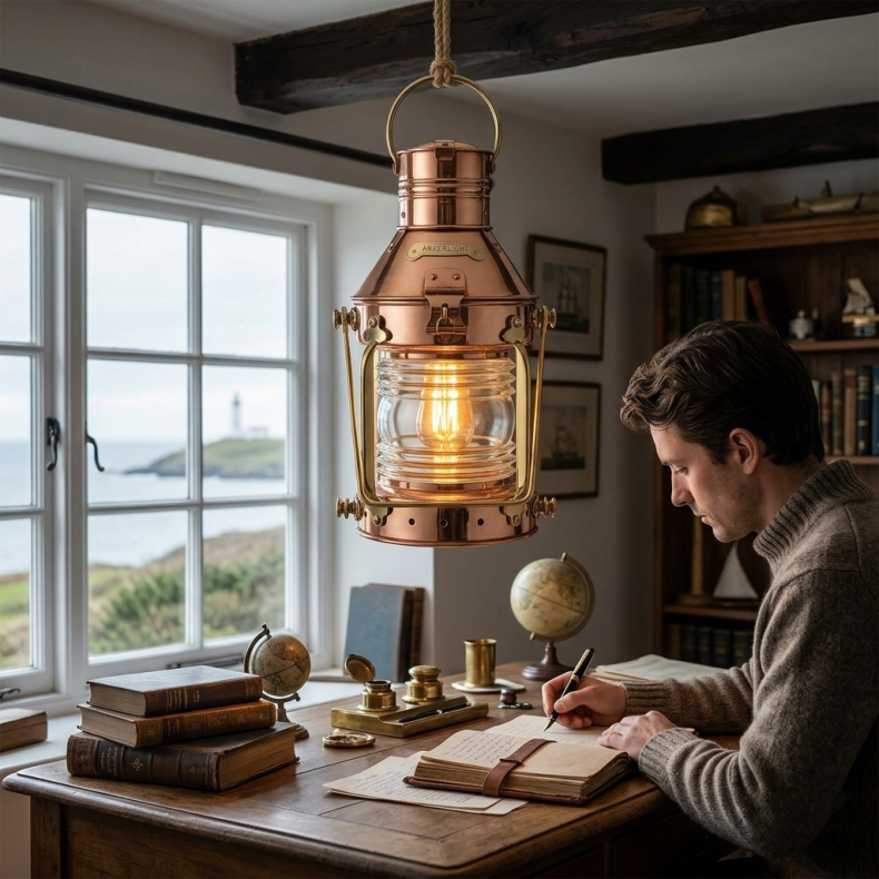 Anchor lamp - polished copper - 32 cm 