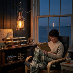 Anchor lamp - polished copper - 24 cm 