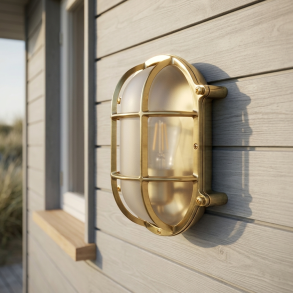 BULKHEAD LAMP oval - 23.5 cm - IP54 Brass