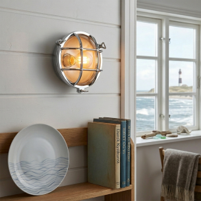 SCHOTTLAMPE rund - 19,3 cm - IP54 Messing Vershromt