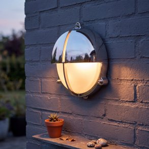 BULKHEAD LAMP round - 20 cm - IP54 Chrome-plated Brass