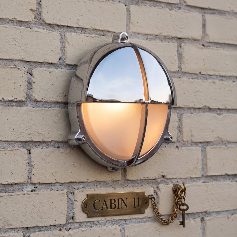 BULKHEAD LAMP round - 20 cm - IP54 Chrome-plated Brass