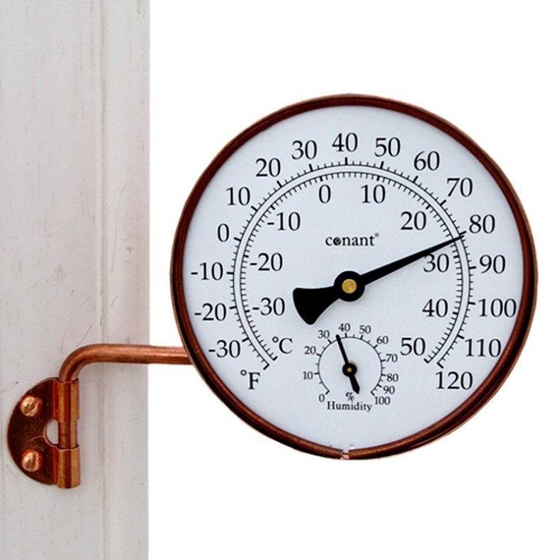 Thermometer Bimetal - copper C+F + hygrometer 
