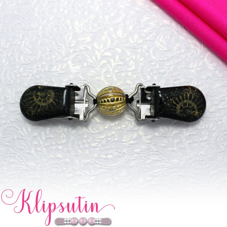 Klipsutin Sol-Guld-gul med sort-gule klips