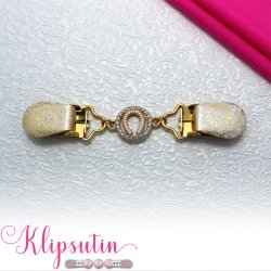 Klipsutin Fortuna-Hestesko med guld-hvide klips