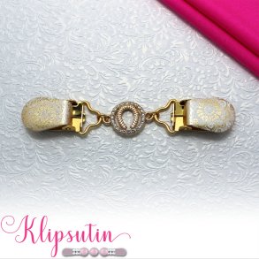 Klipsutin Fortuna-Hestesko med guld-hvide klips