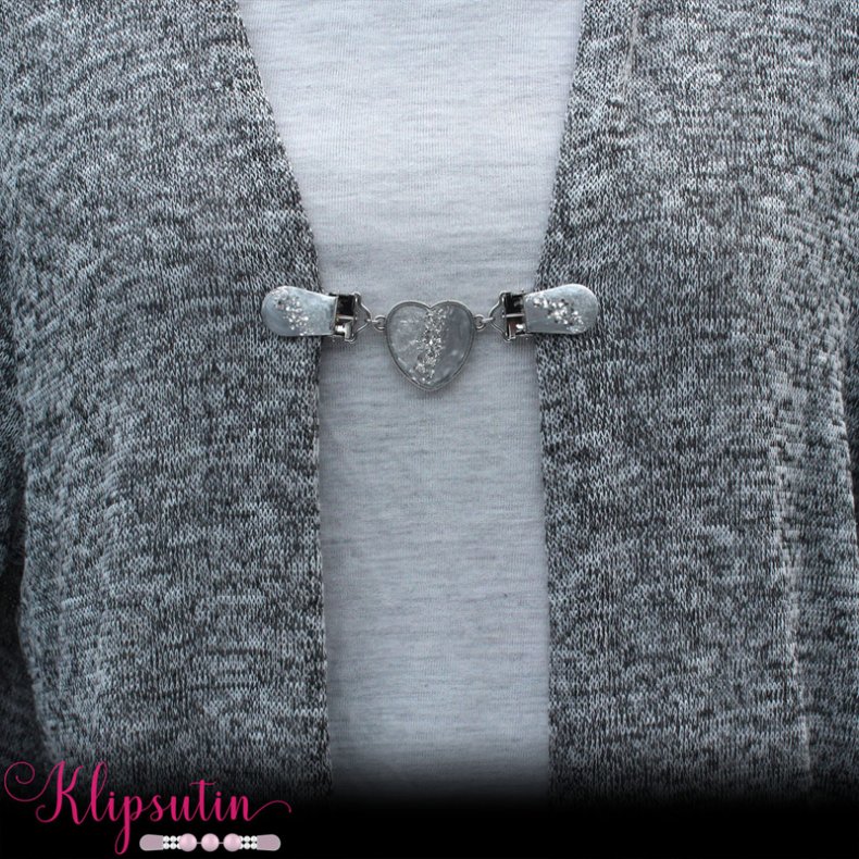 Klipsutin Iris-Hjerte og klips med glitter