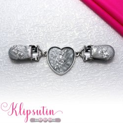 Klipsutin Iris-Hjerte og klips med glitter