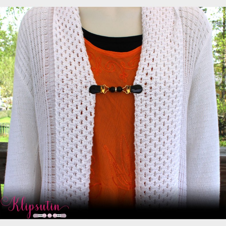 Klipsutin Sirja-Guld og sort, bling og klips