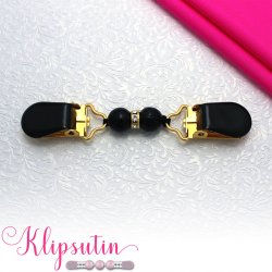 Klipsutin Sirja-Guld og sort, bling og klips