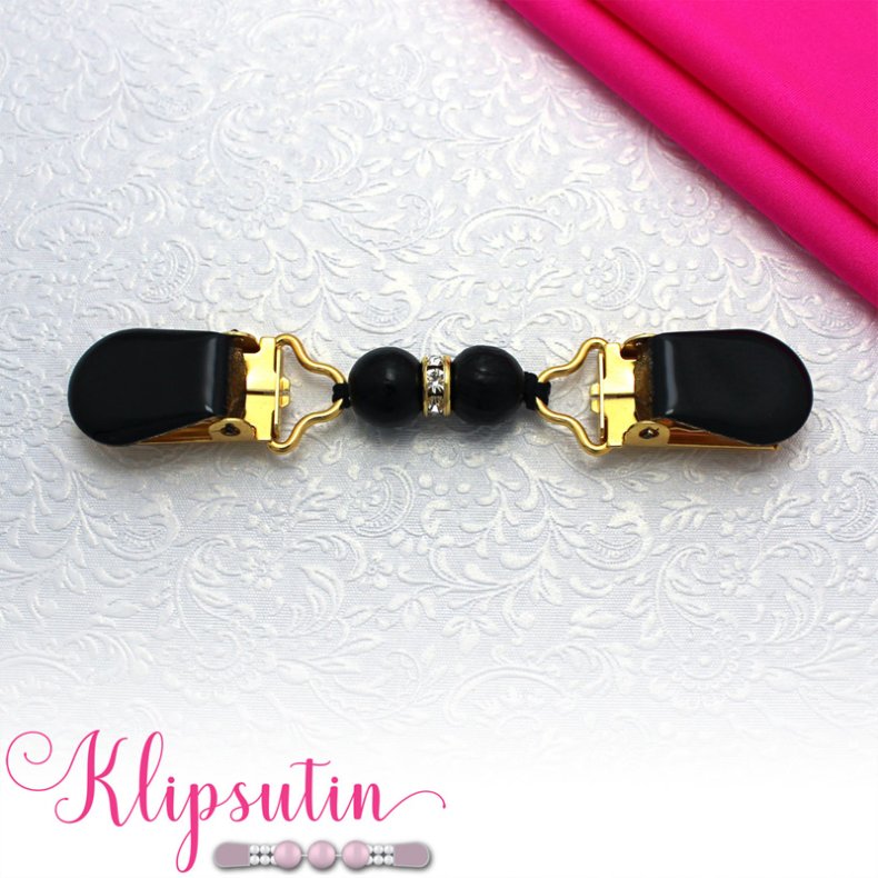 Klipsutin Sirja-Guld og sort, bling og klips