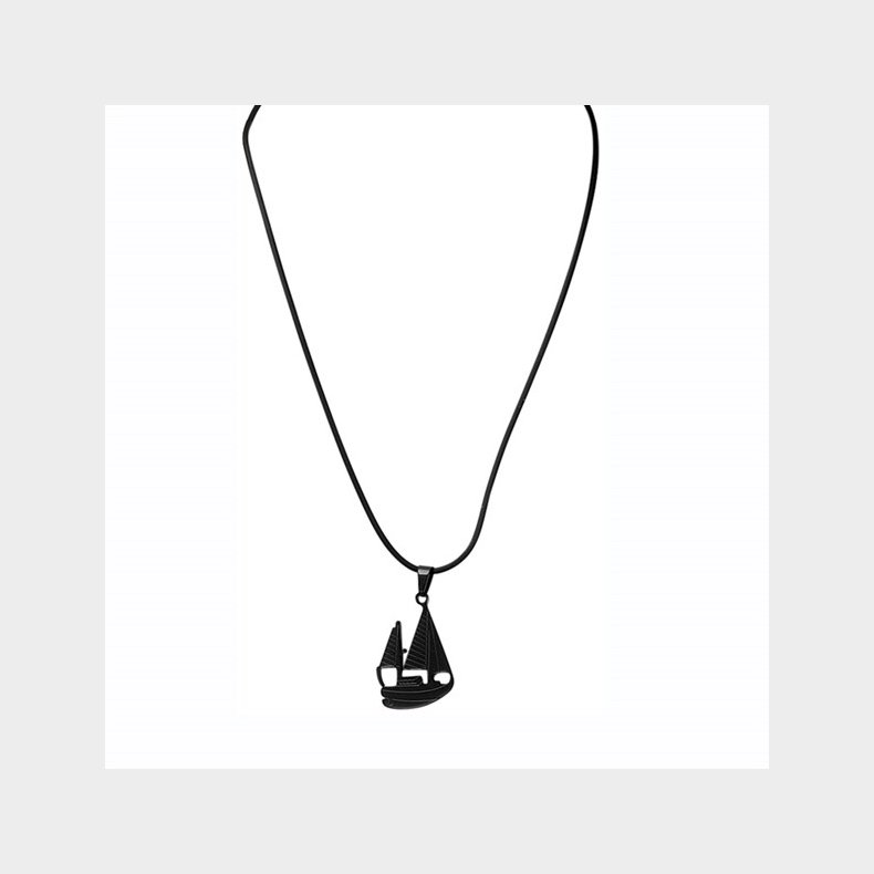 Halskde-sort med sejlskib