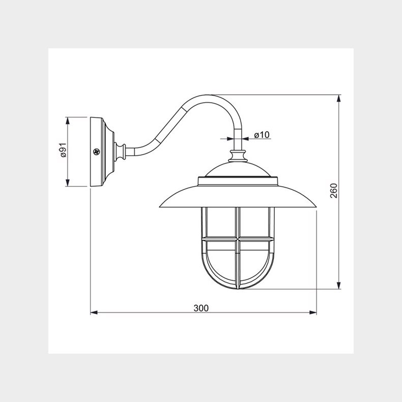 DKSLAMPE 26 IP43 <br> vg messing - vlg glas