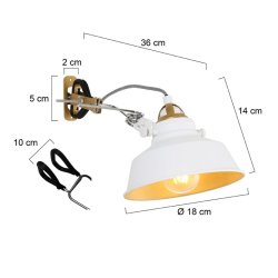 BORIS NOV&Eacute; - hvid-guld vg- og klemlampe