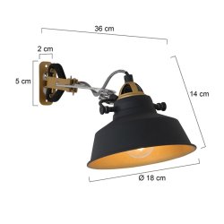 BORIS NOV&Eacute; - sort-guld vg- og klemlampe