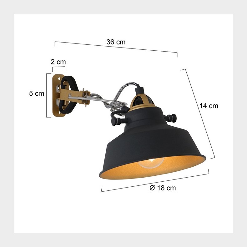 BORIS NOV&Eacute; - sort-guld vg- og klemlampe