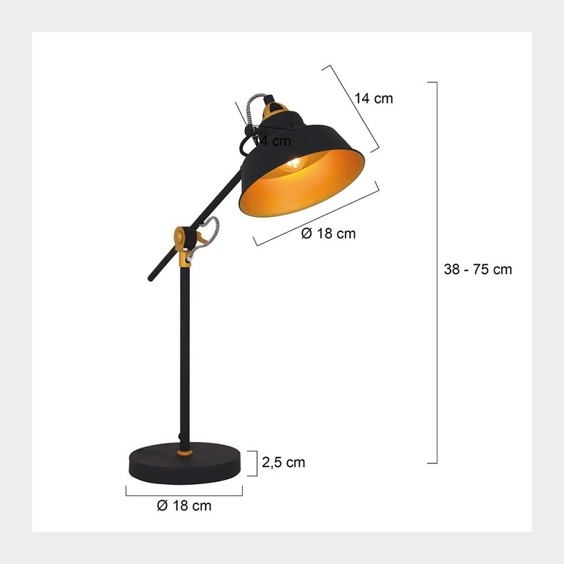 BORIS NOV&Eacute; - sort-guld bordlampe