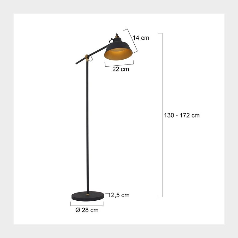 BORIS NOV&Eacute; - sort-guld gulvlampe