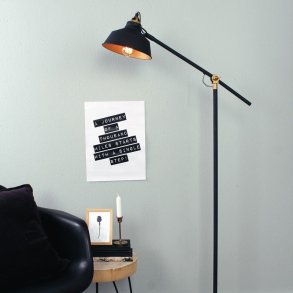 BORIS NOV&Eacute; - sort-guld gulvlampe