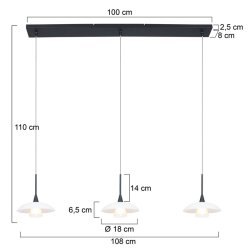 Tallerken - pendel 3 sort - H 140 x B 108 cm