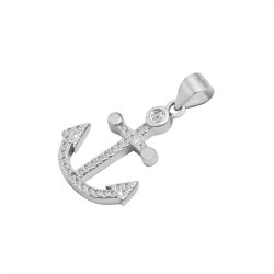 Pendant - silver anchor with zircons
