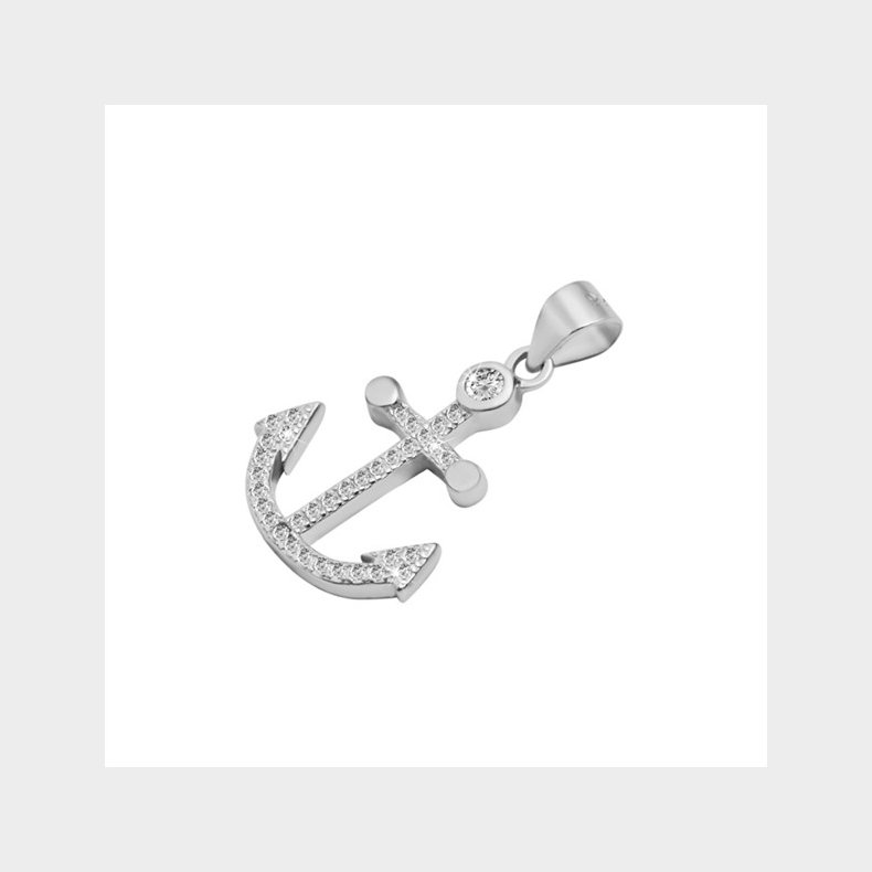Pendant - silver anchor with zircons