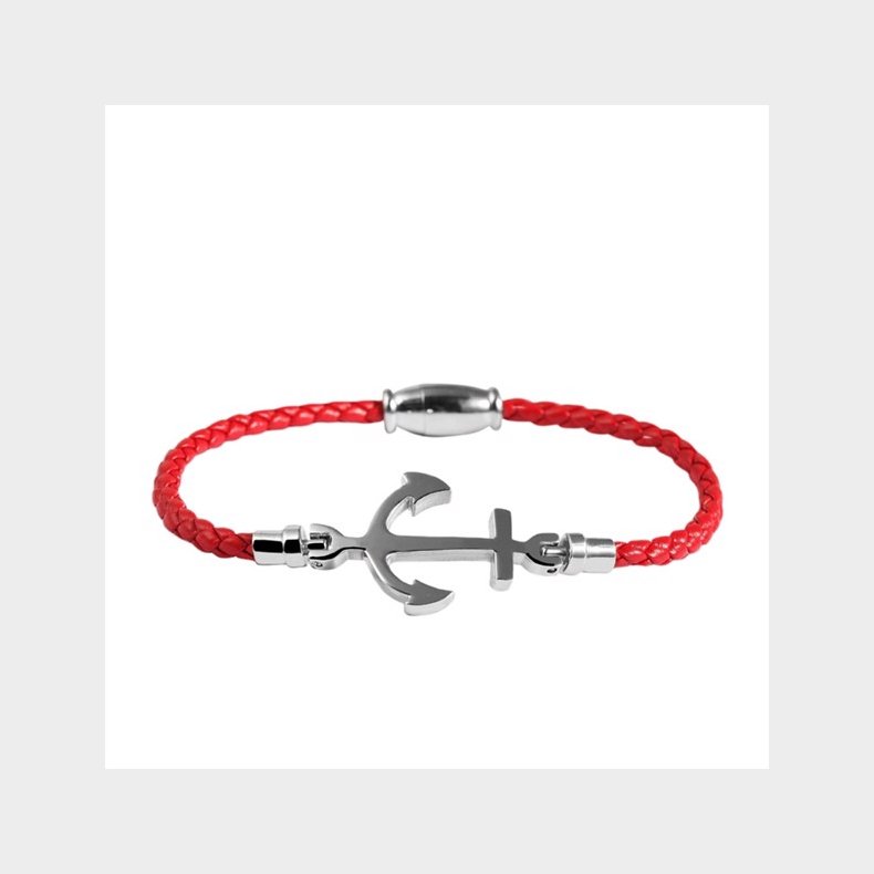 Armbnd-rd lder og slv anker